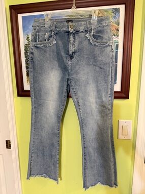 Women’s Light Blue Distressed Straight Jeans